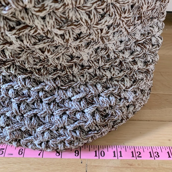 Brown and white knit knitting or what ever you want basket with handles - Picture 6 of 6